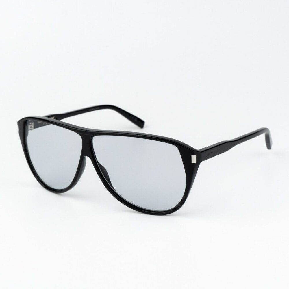 NEW Saint Laurent SL731 GASPAR  001 Black Light Blue Aviator Unisex Sunglasses